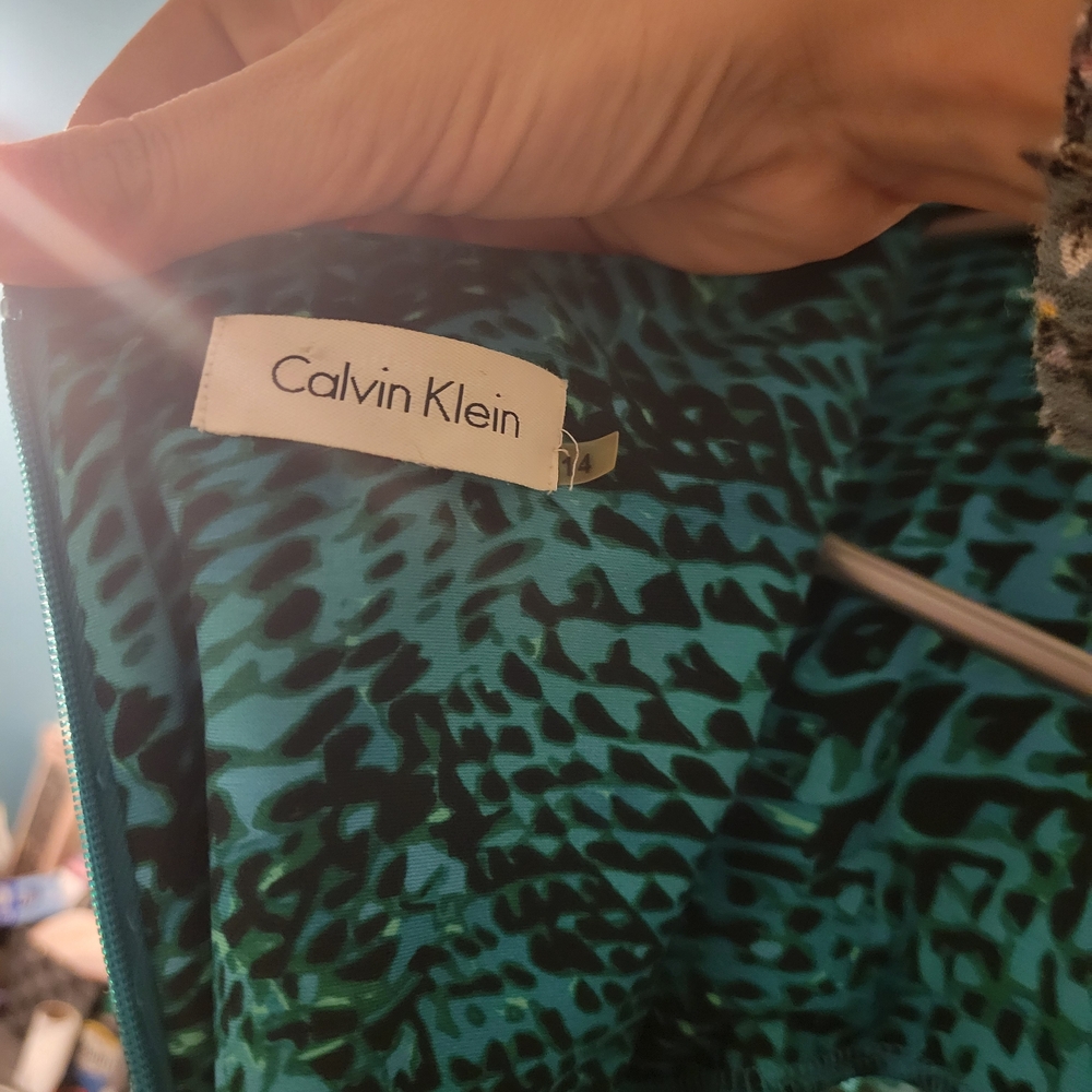 Calvin Klein Teal and Black Patterned Garment
